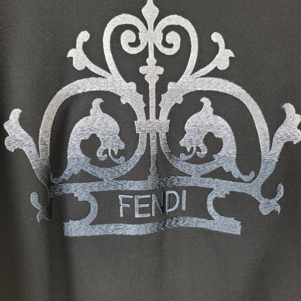 Fendi Embroidered Logo Crewneck Sweatshirt Women M Black NWT - Picture 7 of 15